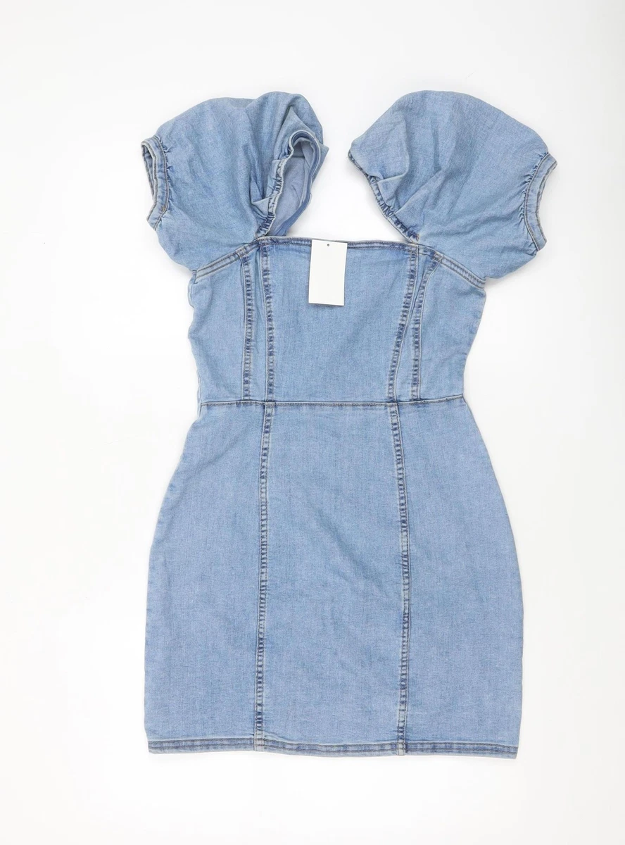 white christmas dresses Hannah Denim Puff Sleeve Dress – Liv True Boutique main image 1