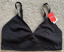 Spanx Better Base Cotton Comfort Bralette Bra Large Black Adjustable Straps NWT