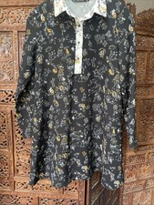 Zara Trafaluc Collection Short Black Dress Graphic Ghosts Halloween Small RARE