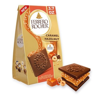 :.Ferrero Rocher Premium Caramel Hazelnut Chocolate Squares   3.7 oz.: