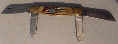 Vintage 4-Blade Congress Pocket Knife - Smooth Jigged Bone - Surgical Steel
