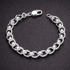 925 Sterling Silver Rollerball Bracelet 8.5" Heavy Mens British Hallmarked S5099