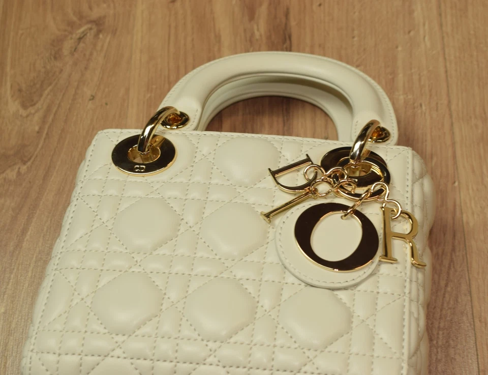 Christian Dior леди Dior белая сумка Cannage лоскутное одеяло из овчины мини - Изображение 3 из 4