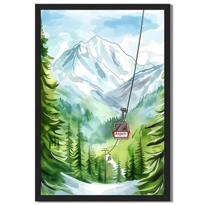 Aspen Mountain Cable Car Landscape Canvas Oil Paintings Reproduction