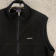VTG Patagonia Synchilla Fleece Sweater Vest Mens Large Black Full Zip Outdoor