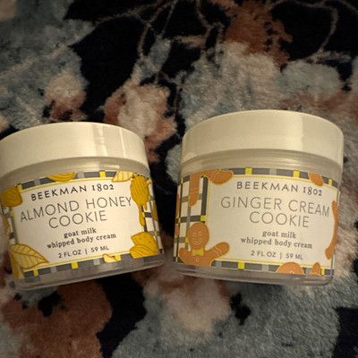 2X Beekman 1802 Goat Milk Body Cream Hydrating2 Oz/ea Almond & Ginger Cookie 