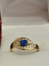 18ct Gold Diamond & Sapphire, Size T