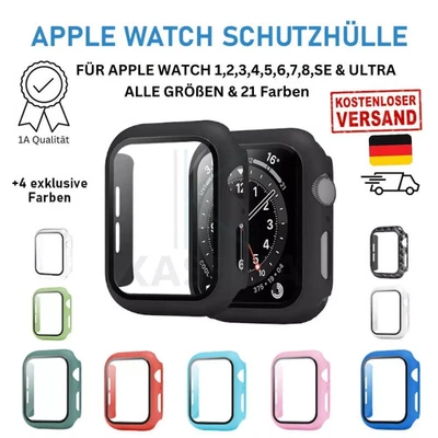 SMARTIFY SHOP Case für Apple Watch Serie 1 2 3 4 5 6 7 8 SE Ultra 38-49mm Schutzhülle Cover 9H