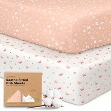 2-Pack Organic Crib Sheets for Boys, Girls - 52x28 Fitted Crib Butterflies