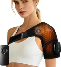 Cordless Shoulder Heating Pad wrap with Massage, 3 Timers Separate RF Remote