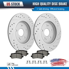 Rear Drilled Brake Rotors + Pads for 2015 2016 2017 2018 2019 2020 Acura TLX