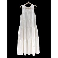 Chelsea & Violet Linen Blend Tiered Midi Dress Ivory Sleeveless M Cottagecore
