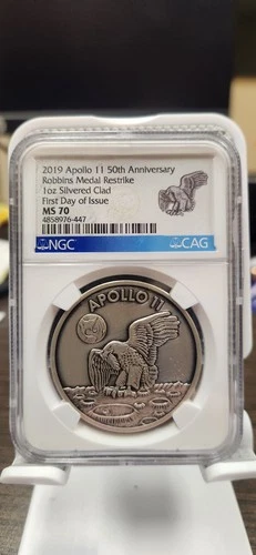 2019 Apollo 11 Robbins Medal Restrike NGC MS70 FDOI