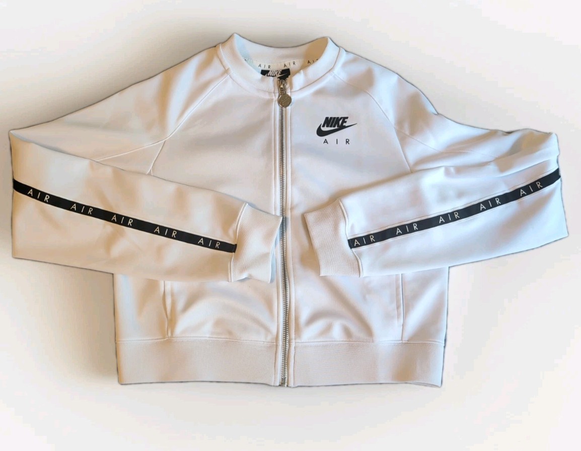 SACAI X NIKE NIKE AIR Giacca Donna Abbigliamento Sportivo Cropped Full Zip Bianca XS Tasche Tempo Libero