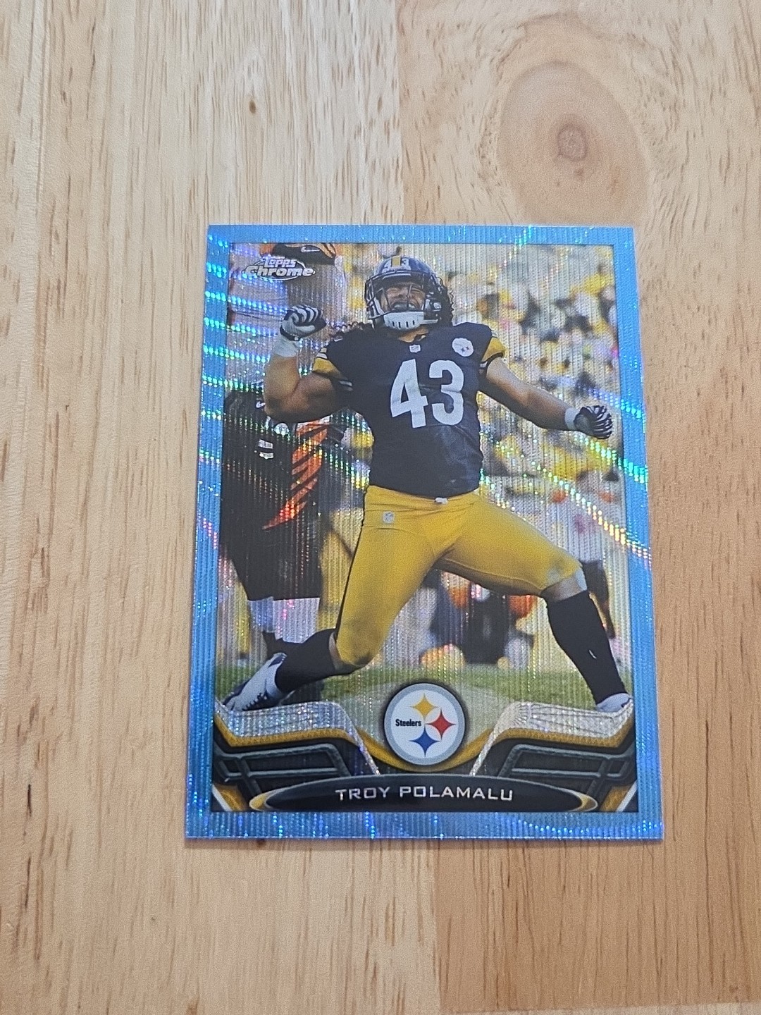 2013 Topps Chrome TROY POLAMALU Blue Wave Refractor #123 Pittsburgh Steelers SP