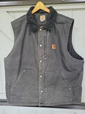 Carhartt Sandstone Vest Size 2XL Black Rare Snap Model 101231 001 Prefect Wear