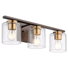 JAZAVA 3-Light Modern Vanity Light Oil Rubbed Bronze Gold Clear Glass E26