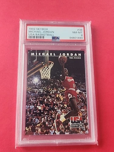 1992 SKYBOX MICHAEL JORDAN USA BASKETBALL CARD #38 PSA 8