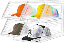 4 Pack Hat Organizer for Baseball Caps,Large Clear Cap Organizer with Drawer,Hat
