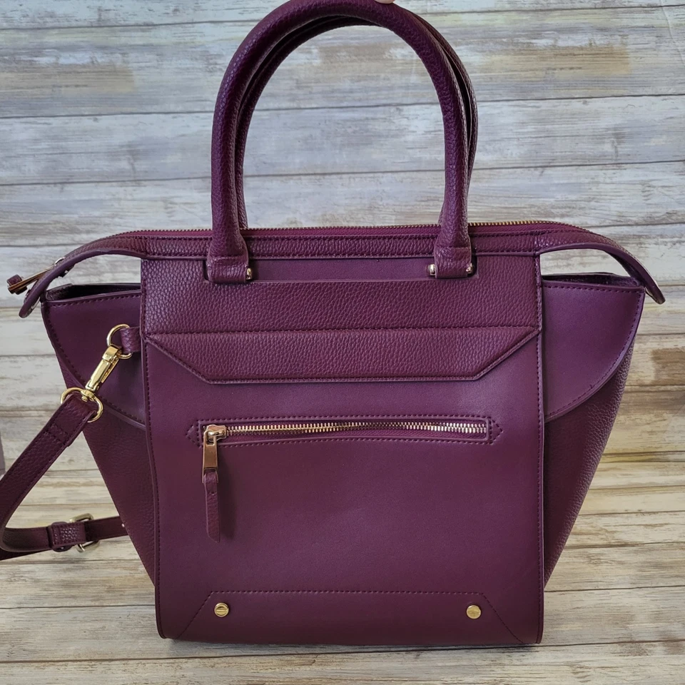 Danielle Nicole Regina Leather Crossbody Tote Handles Removable Strap Purple - Image 4 of 4