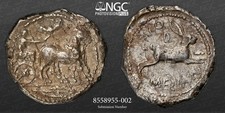 Sicily. Messana. “HARE” AR Tetradrachm, NGC 3/5 4/5 455-451 BC. 17.32 g. 28 mm.