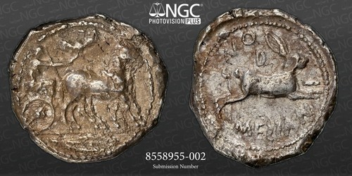 Sicily. Messana. “HARE” AR Tetradrachm, NGC 3/5 4/5 455-451 BC. 17.32 g. 28 mm.