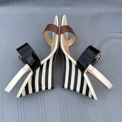 Kate Spade Women's 7.5 M Slingback Wedge Sandals Stripes Classic ISOLA - Picture 7 of 23