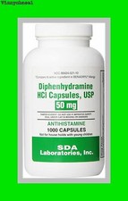 Diphenhydramine 50mg-1000 Capsules Sleep Aid- new