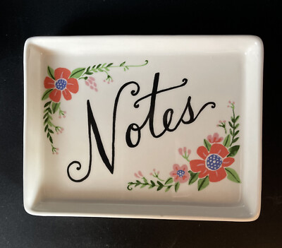 Rae Dunn Artisan Collection By Magenta Notes Tray Floral Trinket Dish Rare