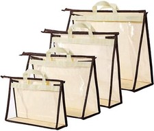 4 Pack Handbag Dust Bags Clear Purse Storage Organizer for Closet, Zipper Hangin