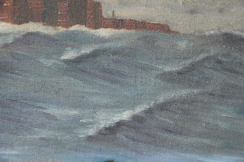 Unbekannter Künstler unsigniert / Gemälde um 1880-1900 Helgoland vom Meer aus - Picture 11 of 16