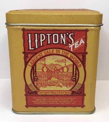 Lipton Tea Planter Ceylon Vintage Retro Advertising Tin Bristol Ware EMPTY 1990s
