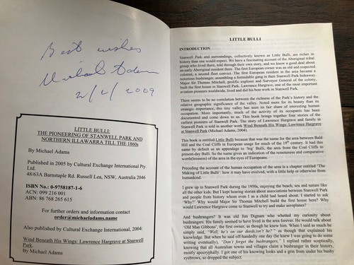 MICHAEL ADAMS SIGNED Little Bulli Pioneering Stanwell Park & Northern Illawarra - Picture 3 of 3