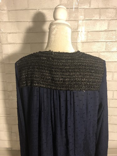 Suzanne Betro Boucle Yoke Tunic Navy & Black Size L NWT - Picture 5 of 10