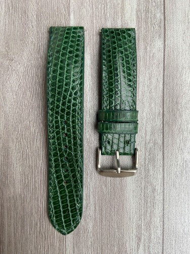 Misura 21mm/18mm, Cinturino Orologio Fatto a Mano Pelle Lucertola Verde, Cinturino Personalizzato - Foto 2 di 10