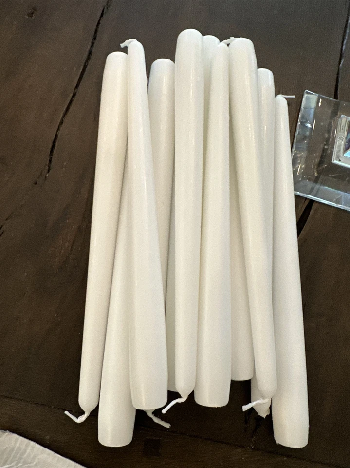 Paquete de 12 velas cónicas altas Hyoola - lata de cena blanca de 10 pulgadas sin goteo y sin perfume Foto 3 de 4