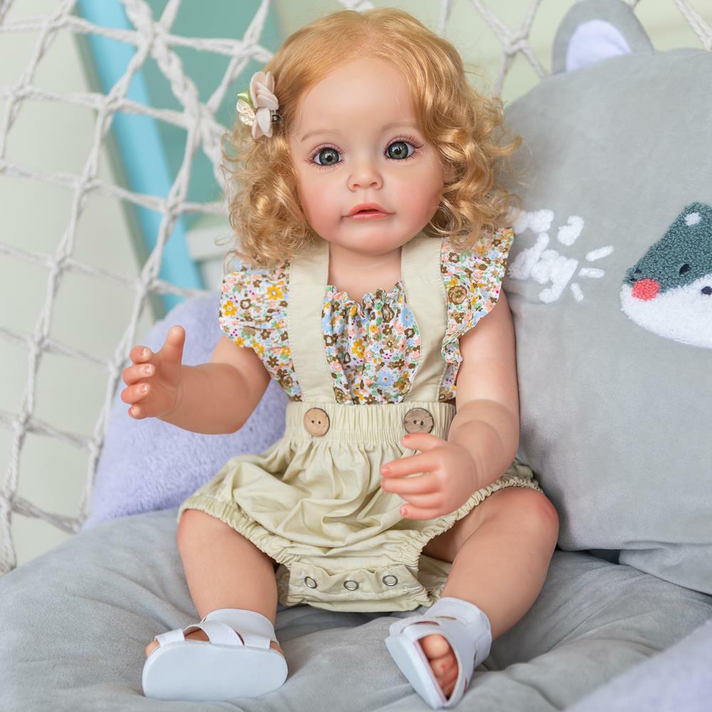 Reborn Baby Dolls Silicone Full Body 22 Inch Lifelike Long Blonde Hair –  mnmj-reborndollshop