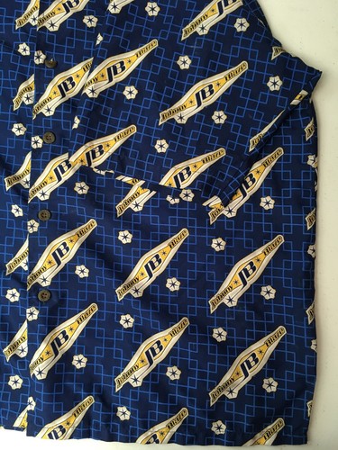 Vin 90s JOHNNY BLAZE HAWAIIAN SHIRT Navy Blue LOOP COLLAR Oversized L Method Man - Picture 9 of 12