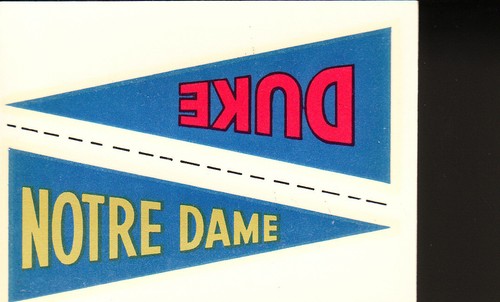 Duke [Notre Dame] 1960 Fleer College Pennant Decals card