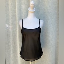 Emporio Armani black polyester spaghetti strap sheer top