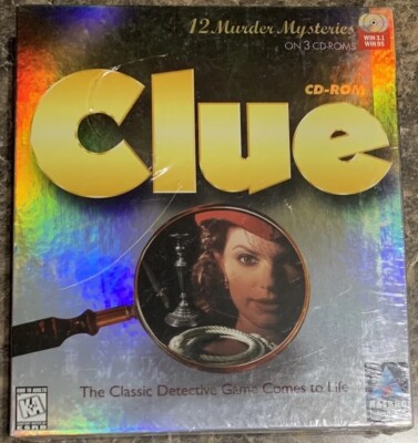 Vintage PC Game Clue (3 CD-ROM) Hasbro (Win3.1 & Win 95)