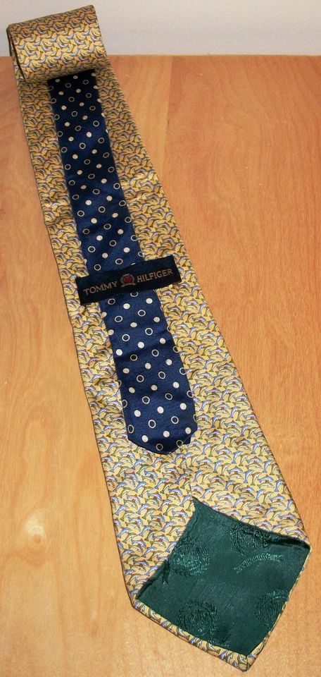 Tommy Hilfiger Yellow Dolphins Men's Silk Neck Tie 58" Long x 3.6" Wide (D372) - Image 3 of 4