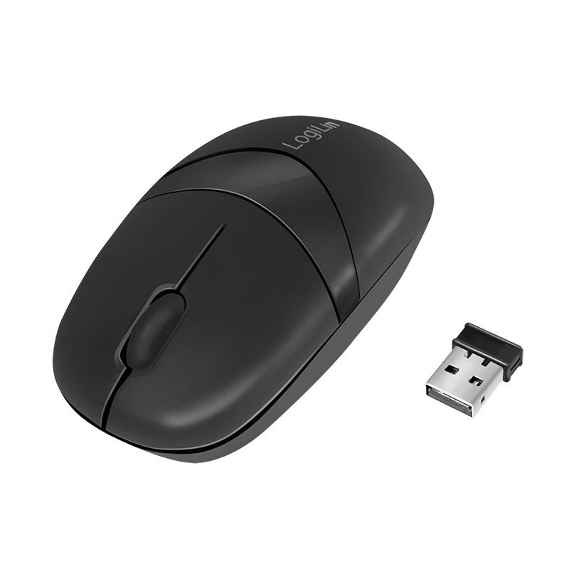 LogiLink ID0069 Optische Mini USB Funk Maus 2.4 GHz mit 3 Tasten schwarz 1000dpi
