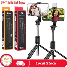 US 39.4'' Wireless Selfie Stick With Remote Phone Stand Tripod For android iOS