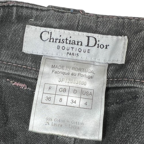 Christian Dior by John Galliano Spring 2003 Gray Denim Midi Skirt w/ Pink Stitch - Picture 2 of 5