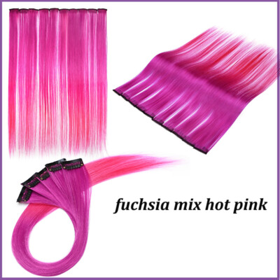 10Piece Colors Clip In Highlight Hair Streaks Hair Extensions Multi-color Braids