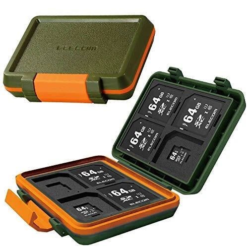 ELECOM memory card case SD8 sheet MicroSD8 Holds impact khaki CMC-SDCHD01GN tzm# - Image 2 of 4