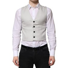 DOLCE & GABBANA Vest Gray Wool Dress Formal Men Waistcoat IT48/US38/M RRP 370usd
