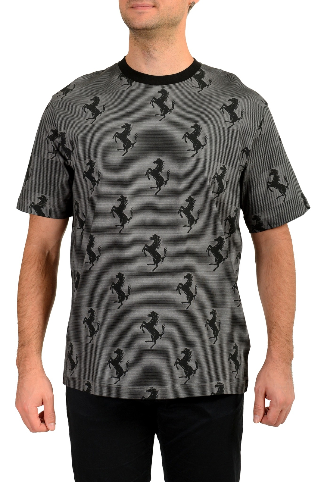 Мужская футболка Scuderia Ferrari Cavallino с круглым вырезом и коротким рукавом по всей длине