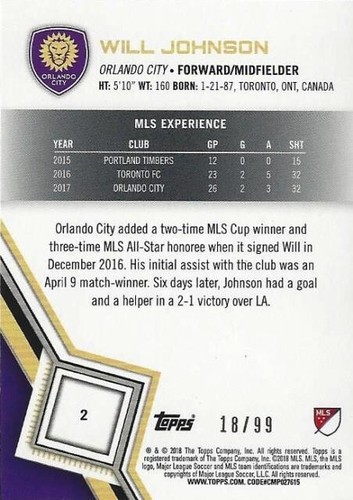 2018 Topps Major League Soccer Base Blue /99 (#1 - #10) - MLS - Picture 26 of 46